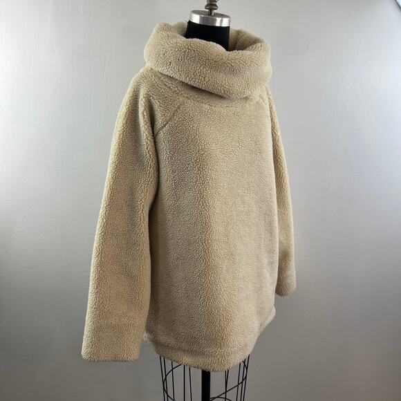 Mes Demoiselles Paris Beige Sherpa Fleece Turtle Neck Raglan Sleeve Pullover 2 - Picture 6 of 12